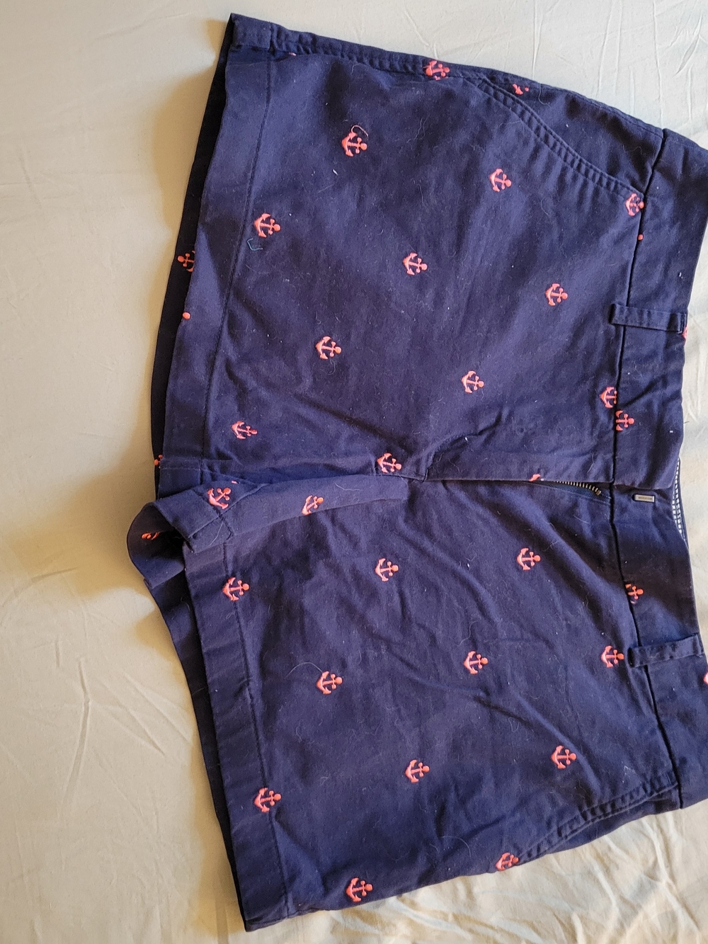 Navy Anchor Embroidered Shorts